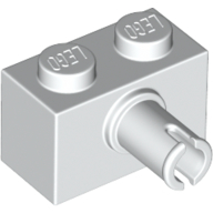Lego Brick Special 1 x 2 with Pin - Bottom Stud Holder / White