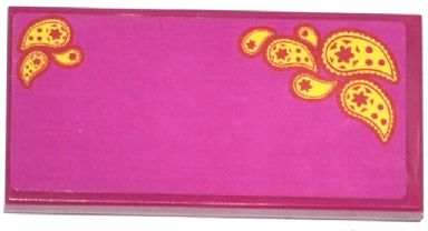 Lego Tile 2 x 4 with Yellow Paisley Shooting Stars on Magenta Background Pattern 2 (Sticker) - Set 41034