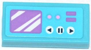 Lego Tile 1 x 2 with Purple Screen and Video Camera Controls Pattern (Sticker) - Set 41056