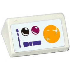 Lego Slope 30 1 x 2 x 2/3 with Paintbox and 2 Purple Makeup Brushes Pattern (Sticker) - Set 41118 / White