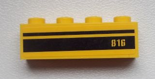Lego Brick 1 x 4 with '816' and Black Stripes Pattern (Sticker) - Set 9486
