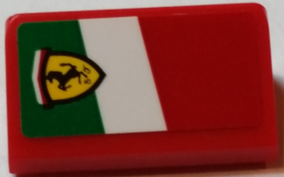 Lego Slope 30 1 x 2 x 2/3 with Ferrari Logo on Italian Flag Background Pattern Model Left Side (Sticker) - Set 75908