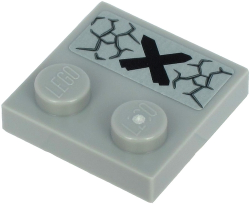 Lego Tile, Modified 2 x 2 with Studs on Edge with Black Cross and Cracks Pattern (Sticker) - Sets 71717 / 71719 / 71721