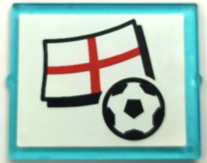 Lego Glass for Window 1 x 4 x 3 with Flag of England and Soccer Ball on White Background Pattern (Sticker) - Set 3405