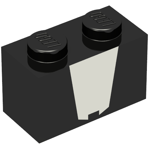 Lego Brick 1 x 2 with White Shape Print (Venom) / Black