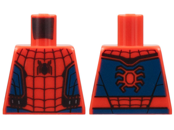 Lego Torso Black Spider and Webbing, Dark Blue Side Panels Pattern