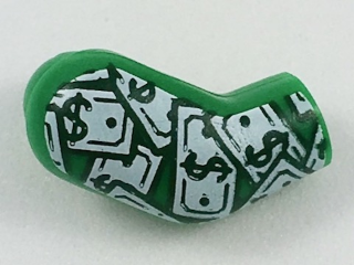 Lego Arm, Right with Dollar Bills Pattern / Green