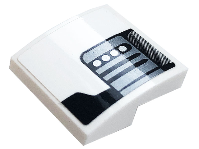 Lego Slope, Curved 2 x 2 x 2/3 with Air Flow, Black Stripes and 4 White Dots Pattern Model Right Side (Sticker) - Set 76896