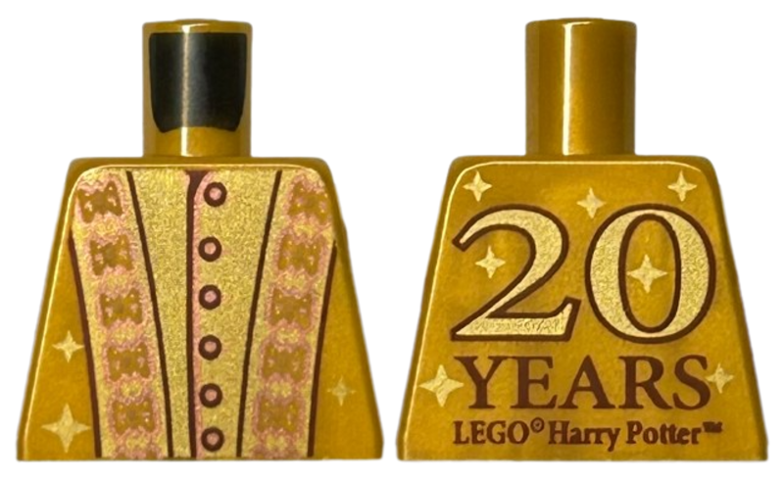 Lego Torso Robe with Copper Buttons, Stitching and Stars, '20 YEARS LEGO Harry Potter' on Back Pattern / Pearl Gold