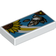 Lego Tile 1 x 2 with Sunflowers, Sunflower Seeds on Dark Azure Background Print / White
