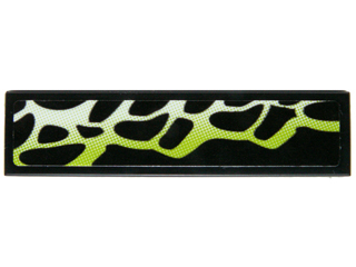 Lego Tile 1 x 4 with Yellowish Green and Black Scales Pattern Model Right Side (Sticker) - Set 70736 / Black