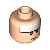 Lego Minifig Head Batman, White Stripe, Pursed Lips Print [Blocked Open Stud] / Light Nougat