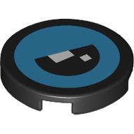 Lego Tile Round 2 x 2 with Dark Azure Brickheadz Eye, Black Pupil Print / Black