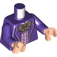 Lego Torso, Coat, Bright Pink Trim, Vest, Dark Tan Bowtie Print, Dark Purple Arms, Light Nougat Hands / Dark Purple