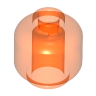 Lego Minifig Head [Plain] [Vented Stud - 2 Holes] / Trans-Neon Orange