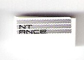 Lego Tile 1 x 2 with 'NT ANCE' and Light Bluish Gray Stripes Pattern Model Left Side (Sticker) - Set 75876