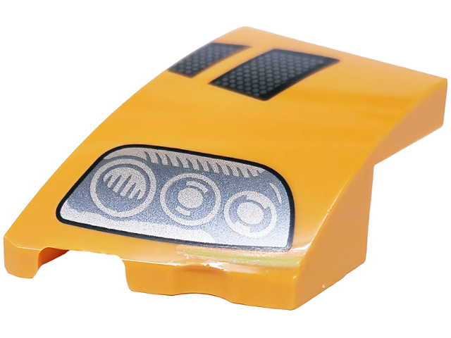 Lego Wedge 3 x 2 Left No Studs with Black and Dark Silver Honeycomb Air Vent and Silver Headlight Pattern