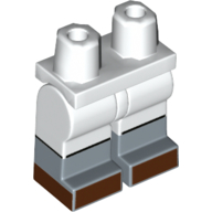 Lego Hips with White Legs and Sand Blue Boots Pattern with Dark Orange Shoes, Black Stripe Print / White