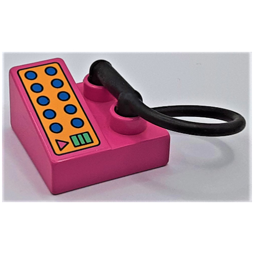 Lego Duplo Telephone on Brick 2 x 2 with Blue, Green, and Pink Buttons Print / Medium Dark Pink