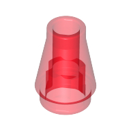 Lego Cone 1 x 1 [No Top Groove] / Trans-Red