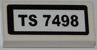 Lego Tile 1 x 2 with 'TS 7498' Pattern (Sticker) - Set 7498 / White