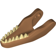 Lego Animal Body Part, Dinosaur, Carnotaurus Lower Jaw with Tan Teeth / Medium Nougat