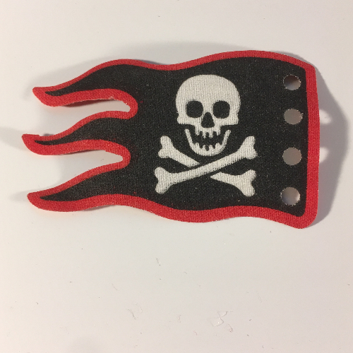 Lego Flag 8 x 5 Wave with Red Border and Skull and Crossbones Print