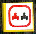 Lego Tile 2 x 2 with Red and Black Race Car Silhouettes in Red Border on White Background (No Passing Zone) Pattern (Sticker) - Set 8364