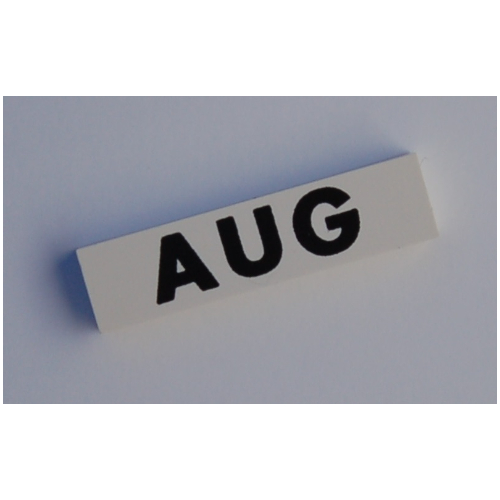 Lego Modulex Tile 2 x 8 without Internal Support with Black 'AUG' Print / Modulex White