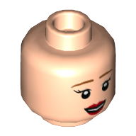 Lego Minifig Head Kate McCallister with Medium Nougat Eyebrows, Red Lips, smile/Scared Print [ Hollow Stud] / Light Nougat