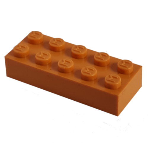 Lego Modulex Brick 2 x 5 with M on Studs / Modulex Orange