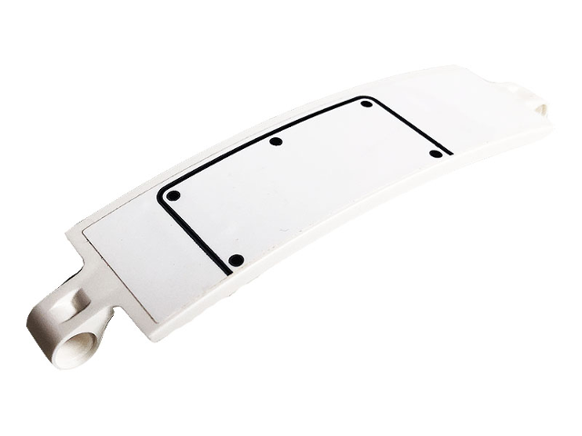 Lego Technic, Panel Curved 3 x 13 with 5 Black Dots and Access Hatch Line on White Background Pattern (Sticker) - Set 42096