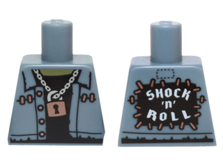 Lego Torso Vest over Black Undershirt, Padlock, 'SHOCK 'n' ROLL' Back Pattern / Sand Blue