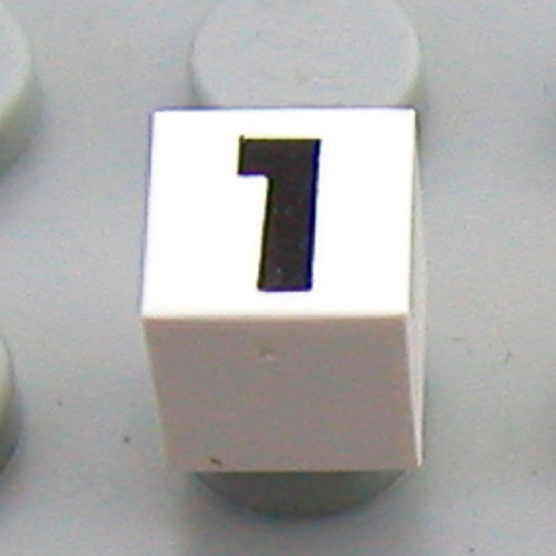 Lego Modulex Tile 1 x 1 with Black '1' Print with No Lining / Modulex White