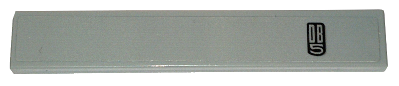 Lego Tile 1 x 6 with Silver and Black Aston Martin 'DB5' Logo Pattern Model Right Side (Sticker) - Set 76911 / Light Bluish Gray