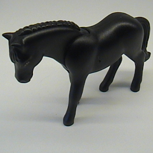 Lego Belville, Animal, Horse, with Dark Orange Outlined Eyes with White Glint Print / Black
