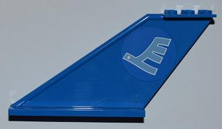 Lego Tail 12 x 2 x 5 with Medium Blue Airline Bird Pattern on Both Sides (Stickers) - Set 3181 / Blue