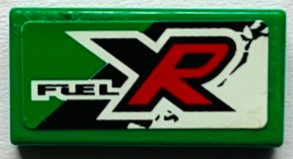 Lego Tile 1 x 2 with Black, Red and White 'FUEL XR' Pattern Model Right Side (Sticker) - Set 8184