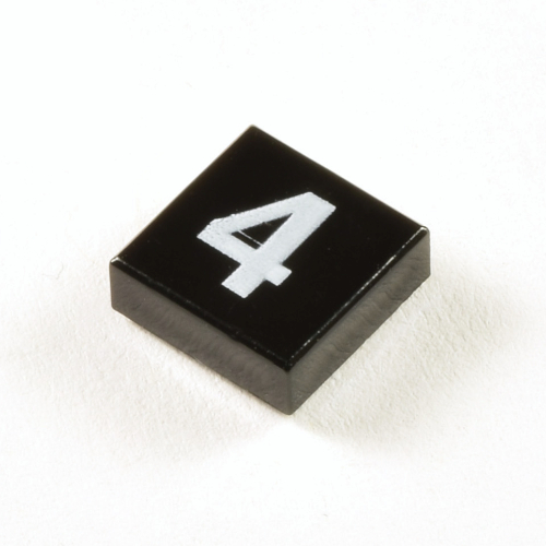 Lego Tile 1 x 1 with White '4' Print