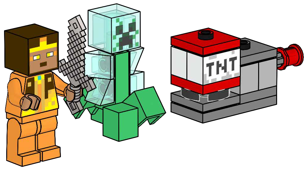 Lego Golden Knight and Charged Creeper