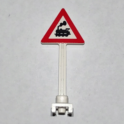 Lego Road Sign Triangle with Train Engine with Cab Window Print