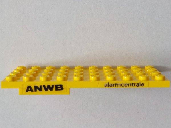 Lego Stickered Assembly 10 x 4 x 2/3 with 'ANWB' and 'alarmcentrale' Pattern on Both Sides (Stickers) - Set 1590-2