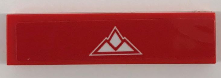 Lego Tile 1 x 4 with White Mountains on Red Background Pattern (Sticker) - Set 60222