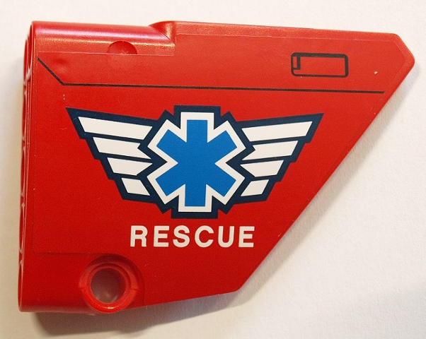 Lego Technic, Panel Fairing #14 Large Short Smooth, Side B with EMT Star of Life and 'RESCUE' Pattern (Sticker) - Set 8068