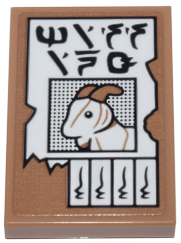 Lego Tile 2 x 3 with White Lost Goat Flyer with Tear-Off Strips and Black Ninjago Logogram 'MISSING' Pattern (Sticker) - Set 71799