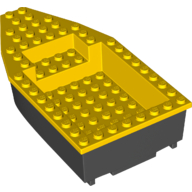 Lego Boat 8 x 16 x 3 with Yellow Deck [Complete Assembly] / Black
