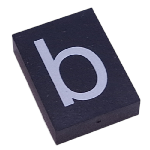 Lego Modulex Tile 3 x 4 with White 'b' Print, without Internal Supports / Modulex Tile Gray
