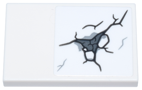 Lego Tile 2 x 3 with Black, Dark Bluish Gray and Light Bluish Gray Cracked Stone Pattern (Sticker) - Set 76266