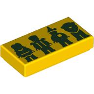 Lego Tile 1 x 2 with Dark Green Silhouettes of Dorothy, Scarecrow, Tin Man, Lion Print