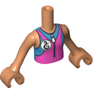 Lego Minidoll Torso Girl with Dark Pink/Medium Blue Wet-suit, Zipper, Seahorse Logo Print, Nougat Arms and Hands / Nougat